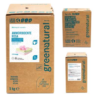 Bag in Box da 5 kg Bucato Ammorbidente con olio essenziale di rosa | GreeNatural