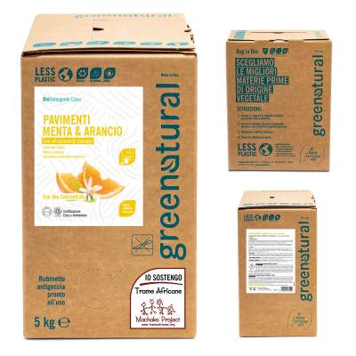 Bag in Box da 5 lt Detergente Liquido per Pavimenti Arancio e Menta | Greenatural