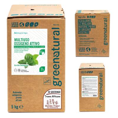 Bag in Box da 5 lt Mousse detergente Multi superficie Eco Bio all'ossigeno attivo | GreeNatural