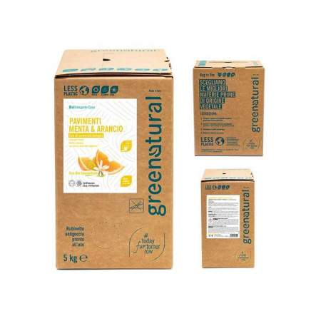 Bag in Box da 5 lt Detergente Liquido Eco Bio per Pavimenti Arancio e Menta | Greenatural
